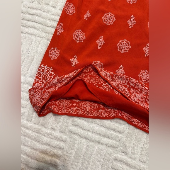 Loft Pom Pom V Neck Swing Dress - Sunset Orange - Red - Picture 4 of 8